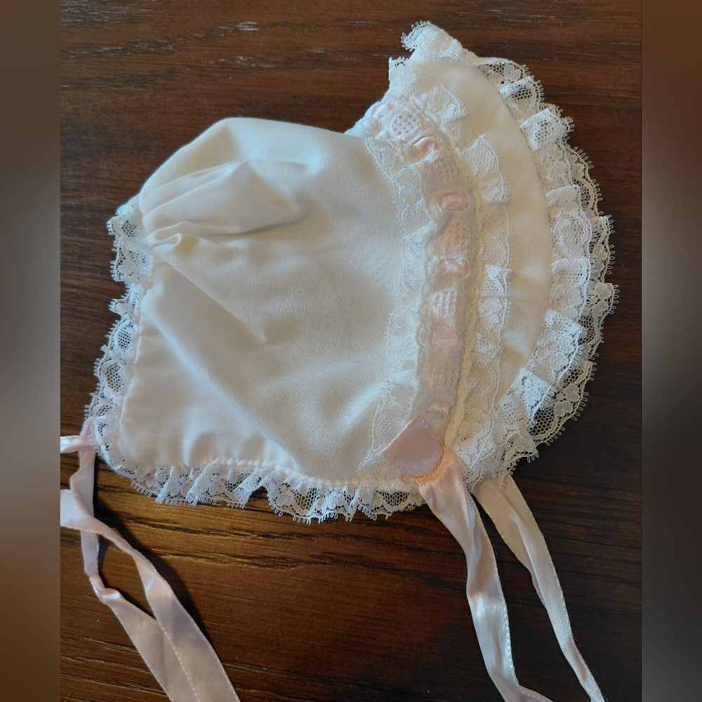 Lace Trimmed Baby Bonnet